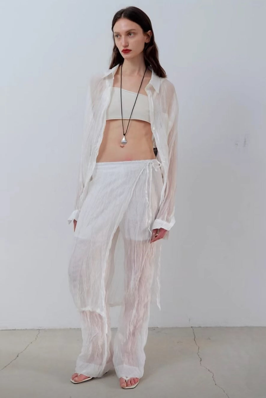 Textured Translucent Overlay Trouser