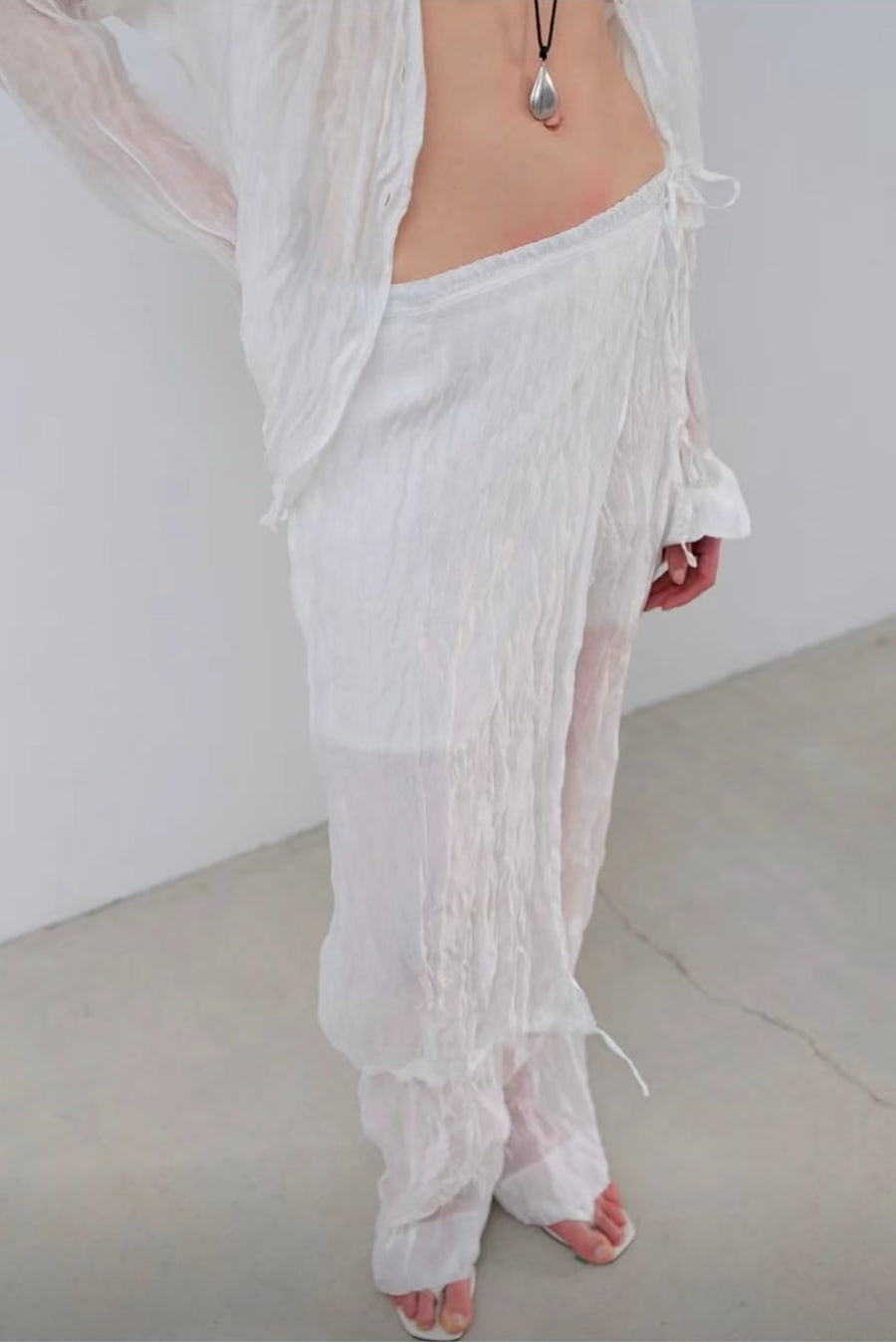 Textured Translucent Overlay Trouser