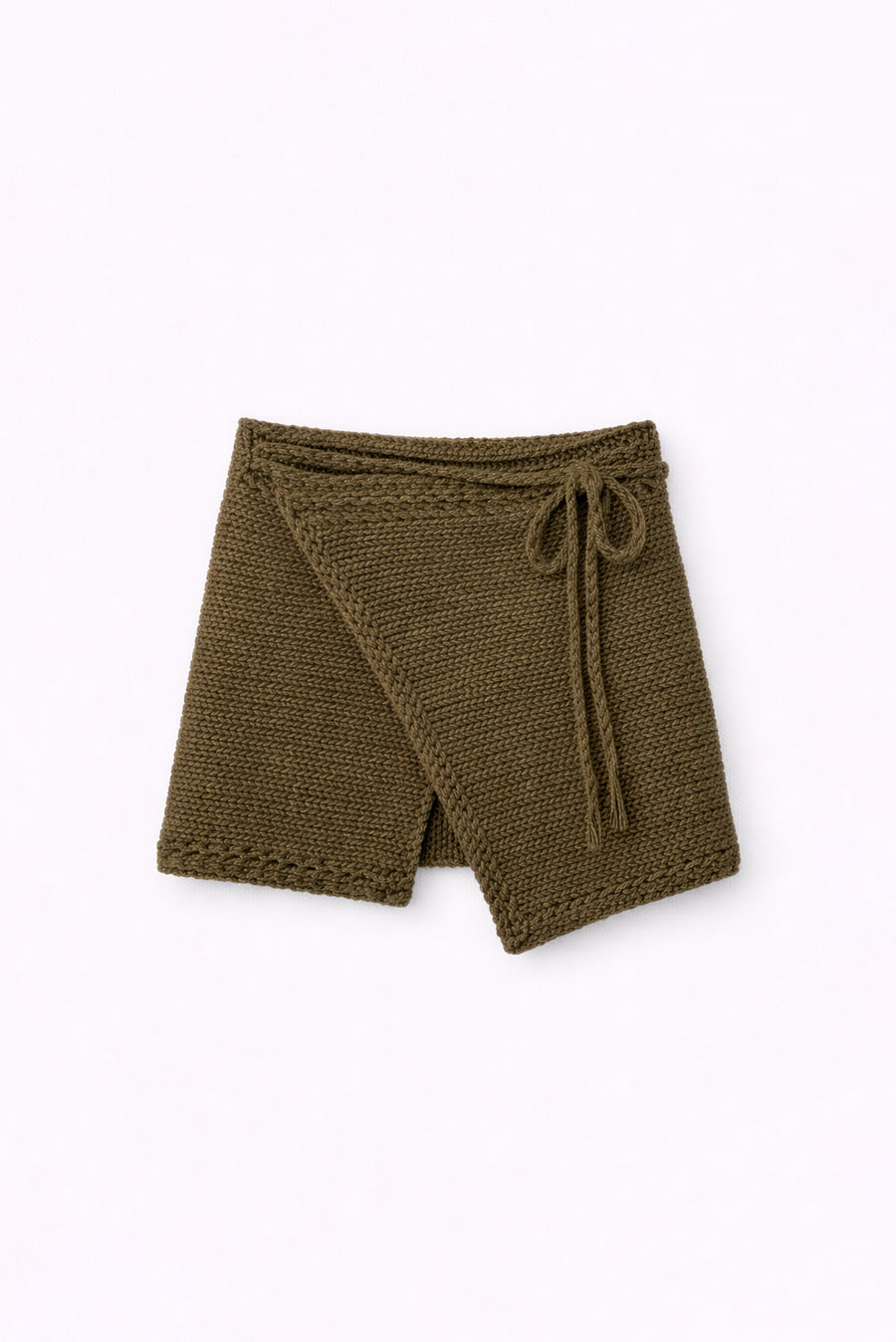 Earth Chunky Knit Skirt Overlay - Olive Brown