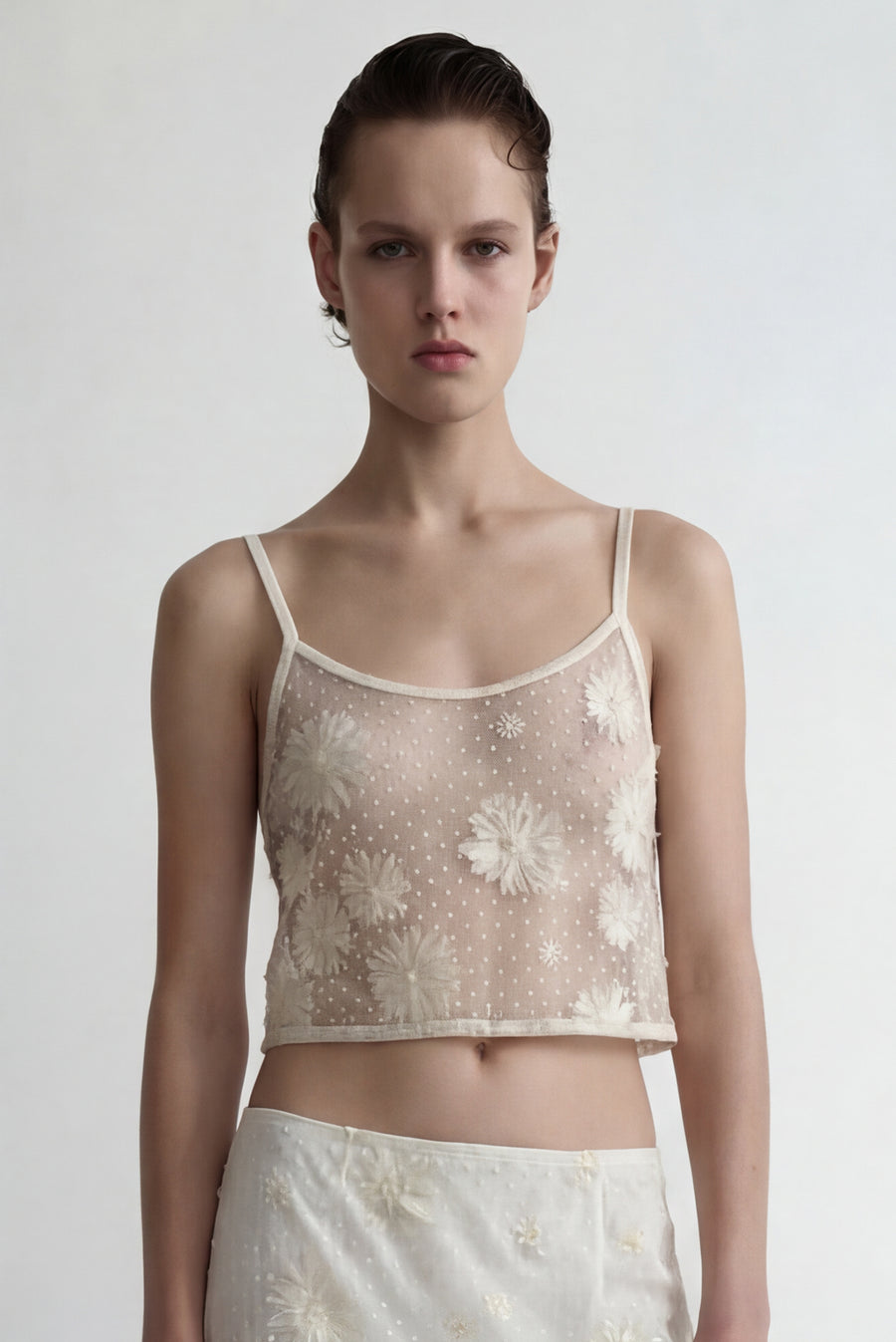 Sheer Floral Lace Crop