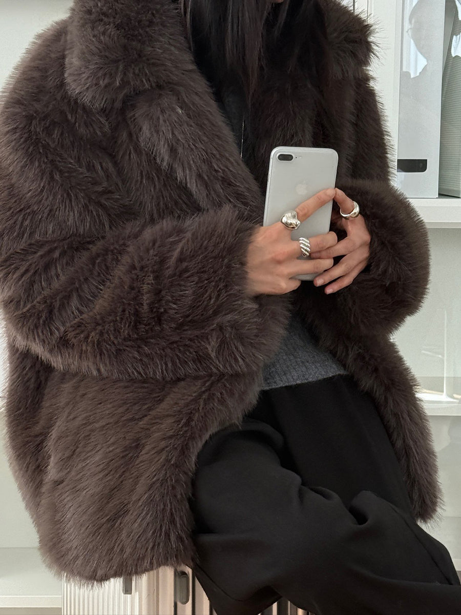 Minky Fur Coat - Brown