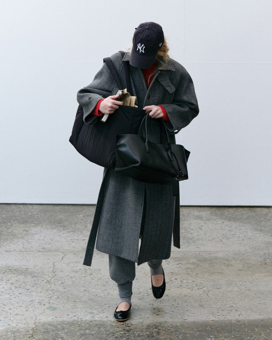 Herringbone Long Coat - Gray