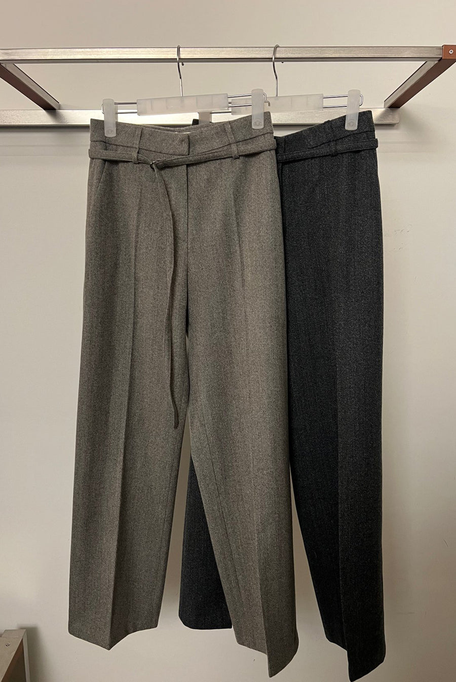 Herringbone Pleat Trouser - Gray