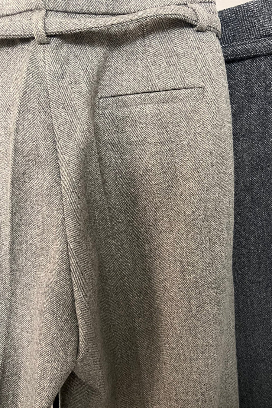 Herringbone Pleat Trouser - Gray