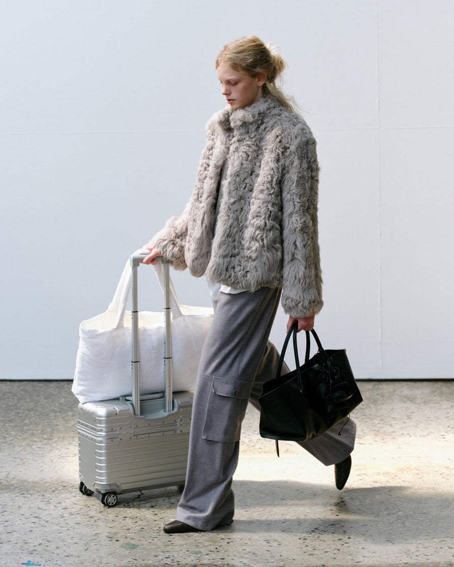 Curly Shearling Jacket - Gray