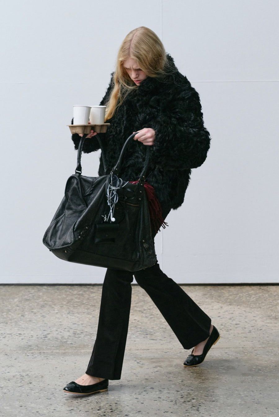Curly Shearling Jacket - Black