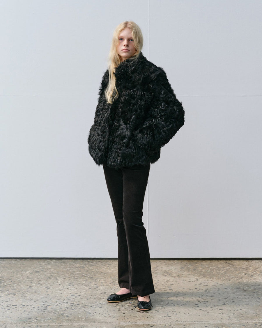 Curly Shearling Jacket - Black