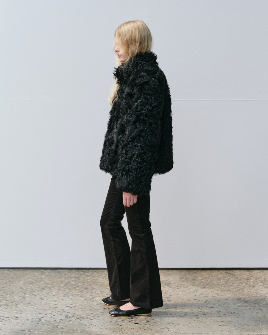 Curly Shearling Jacket - Black