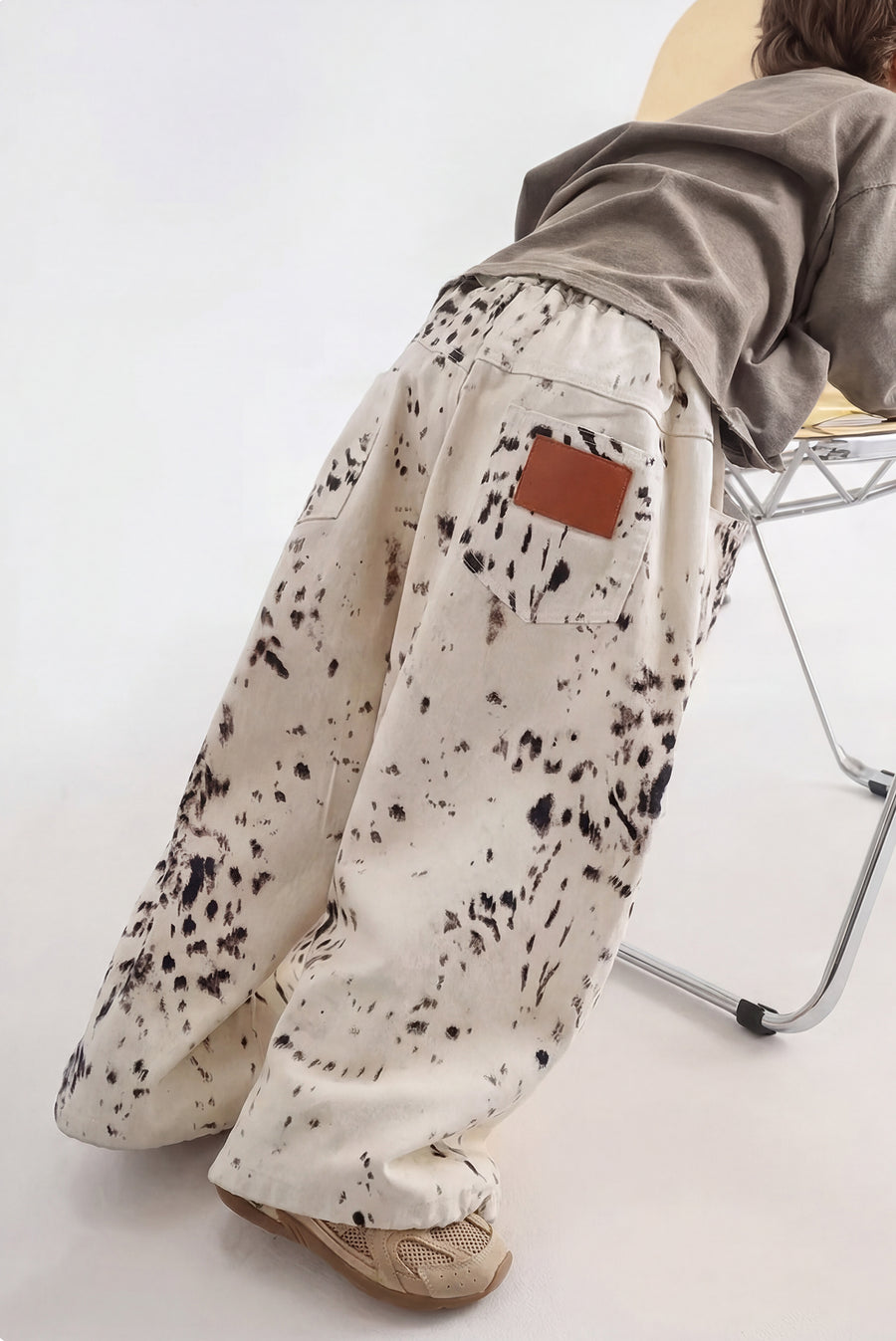 Kids - Wide Leg Spotted Animal Print Denim