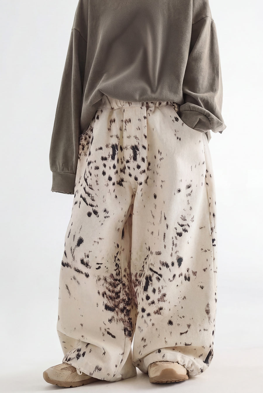 Kids - Wide Leg Spotted Animal Print Denim