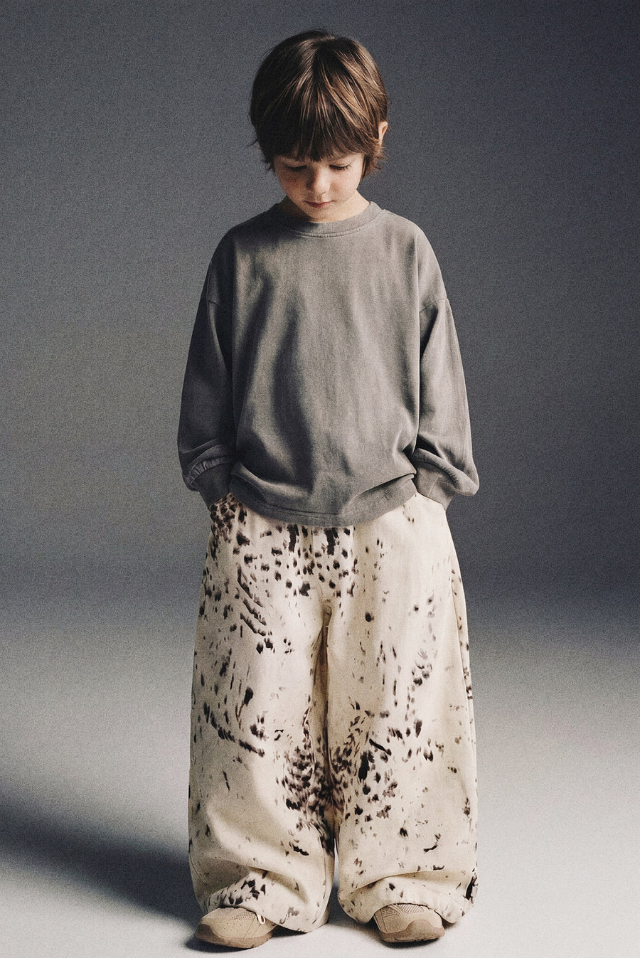 Kids - Wide Leg Spotted Animal Print Denim