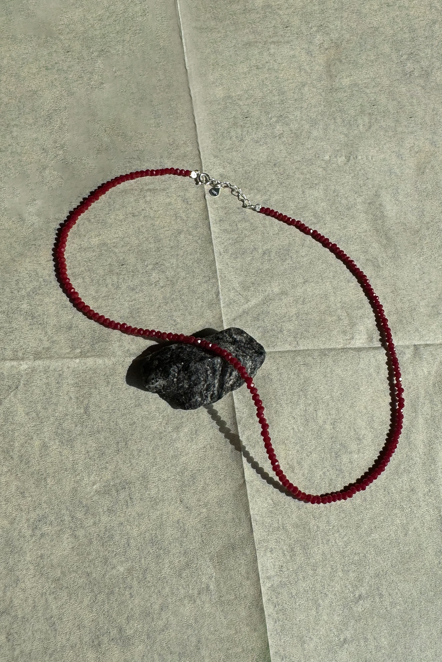 Red Micro Quartz Bead Shimmer Necklace