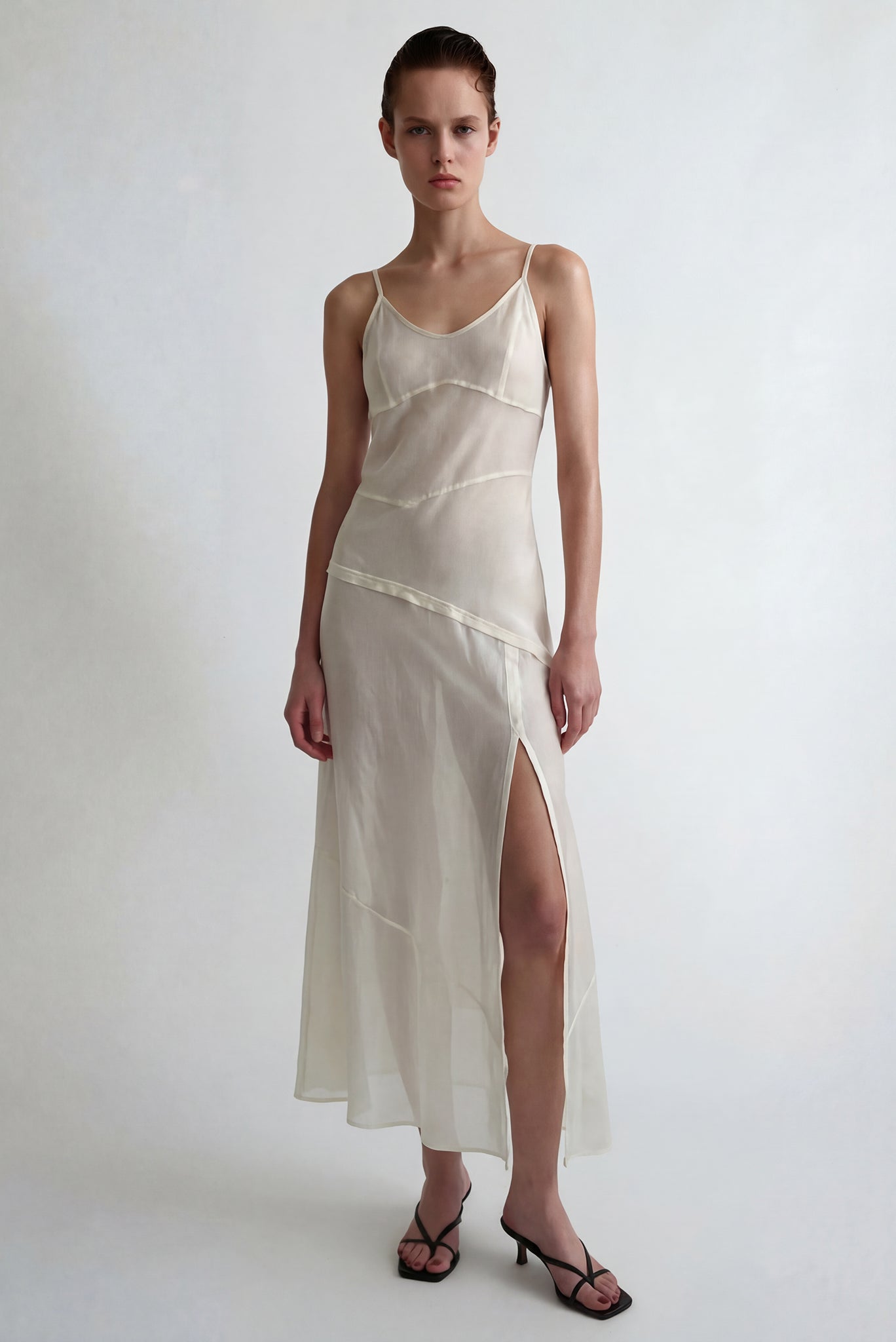 Sheer Asymmetric Dress - Ivory Simonett Sheer Asymmetric Dress - Ivory Simonett