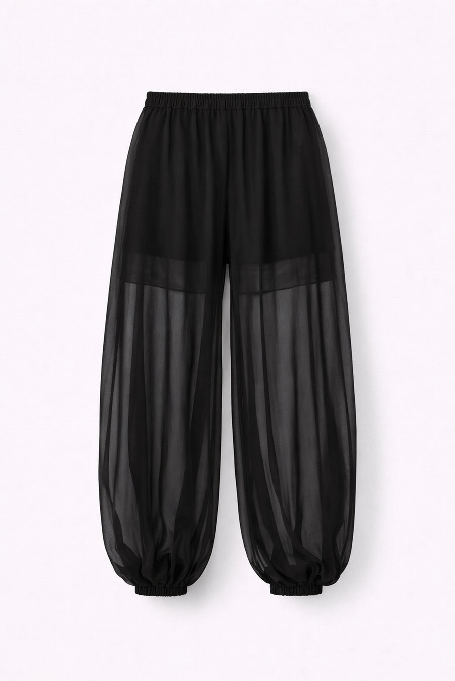 Sheer Silk Harem Pants - Black