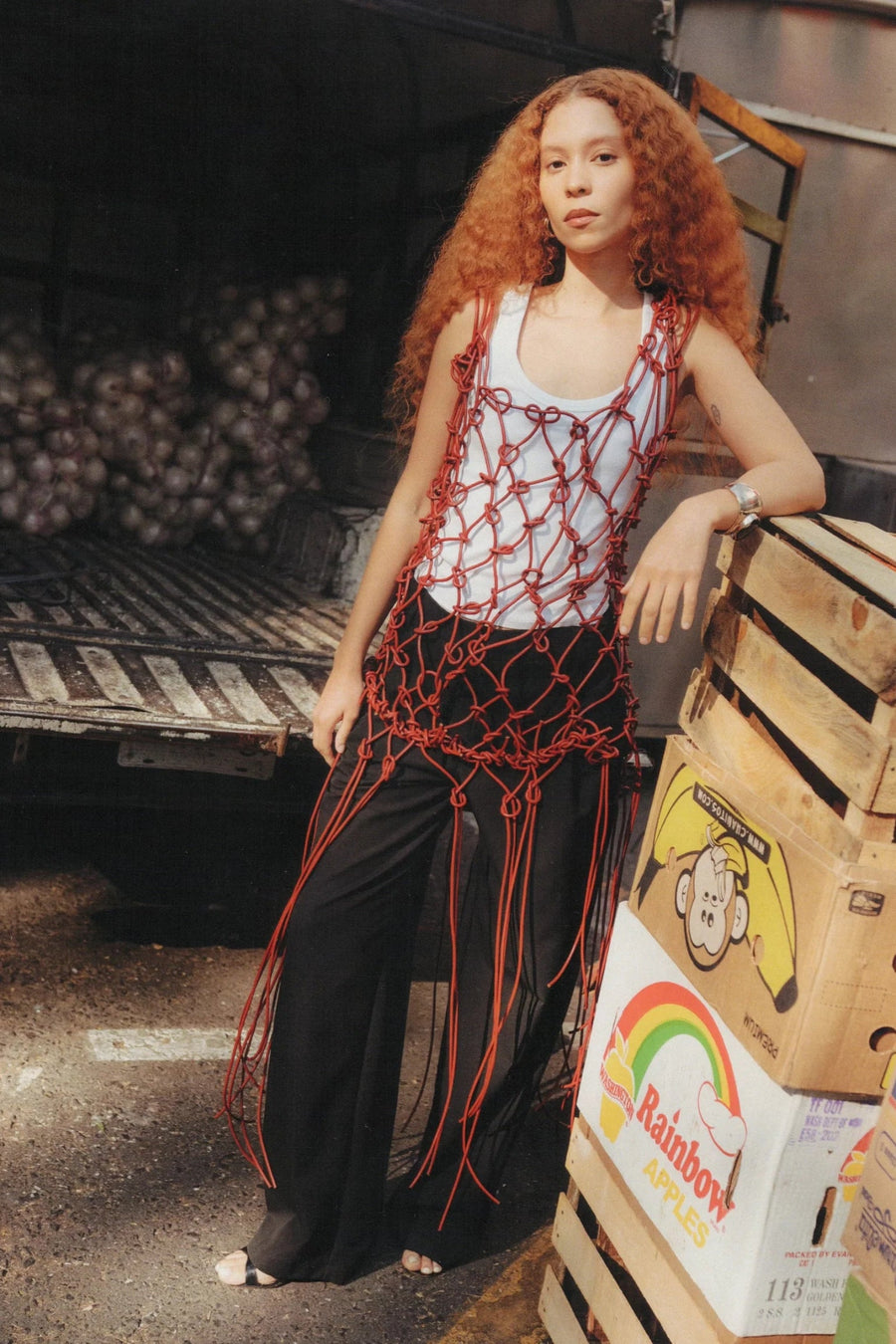 Nia Thomas - Macrame Leather Dress - Red