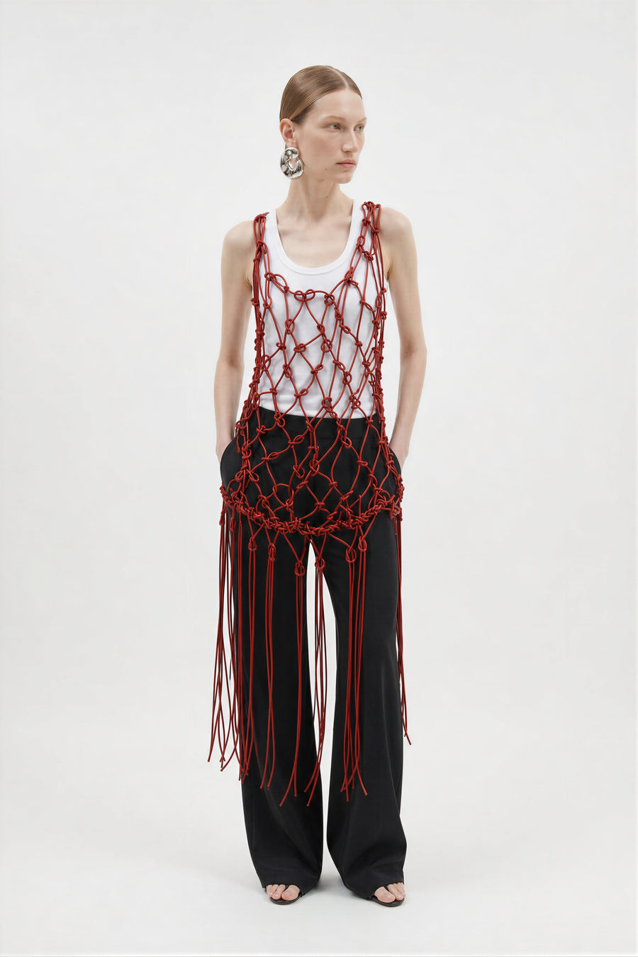 Nia Thomas - Macrame Leather Dress - Red