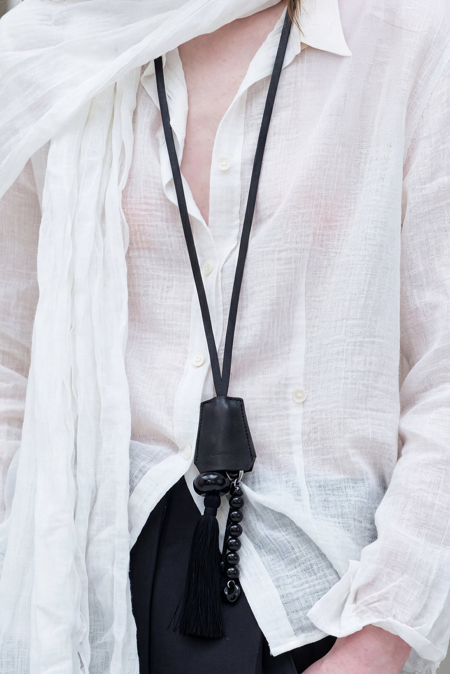 Beaded Tassel Keychain - Black