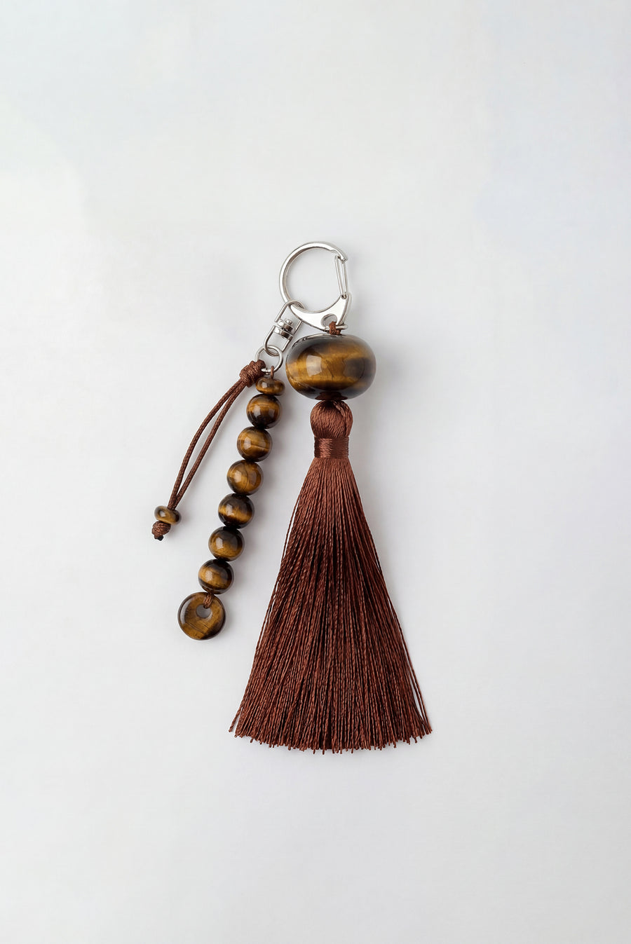 Beaded Tassel Keychain - Brown