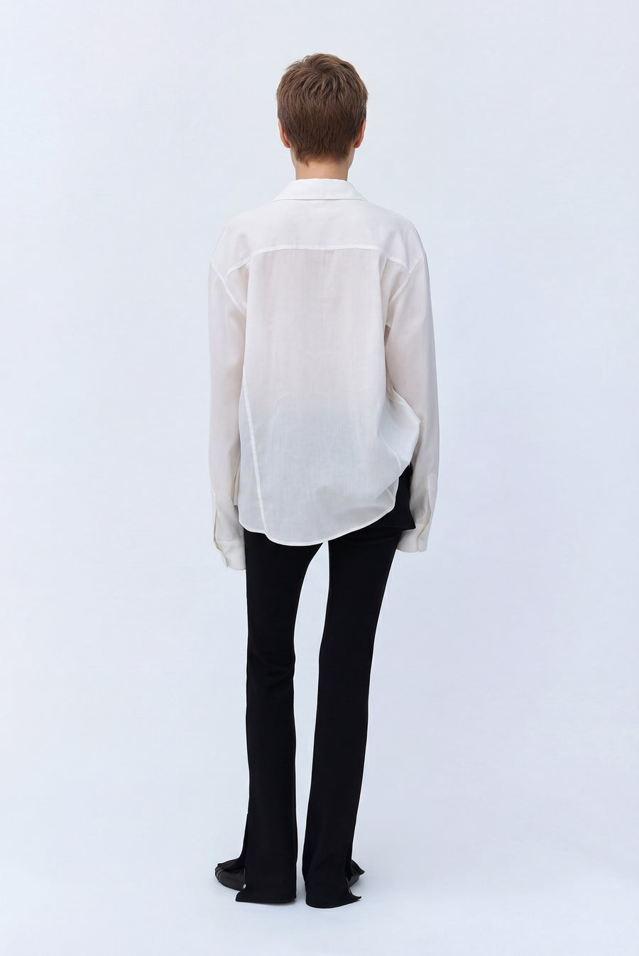 Button-Up High Collar Large Pocket Shirt - White