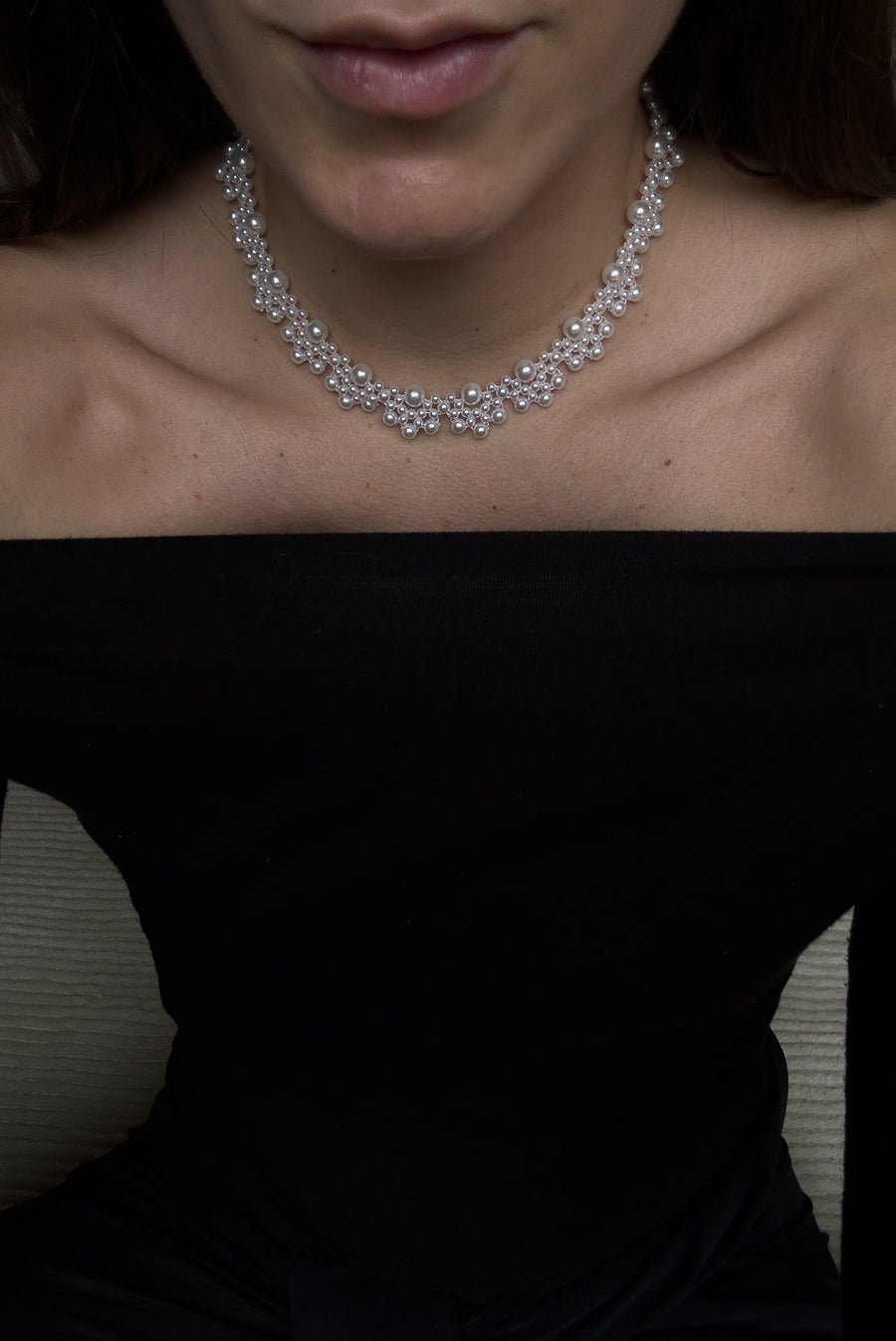 Mini Pearl Bead Cluster Necklace