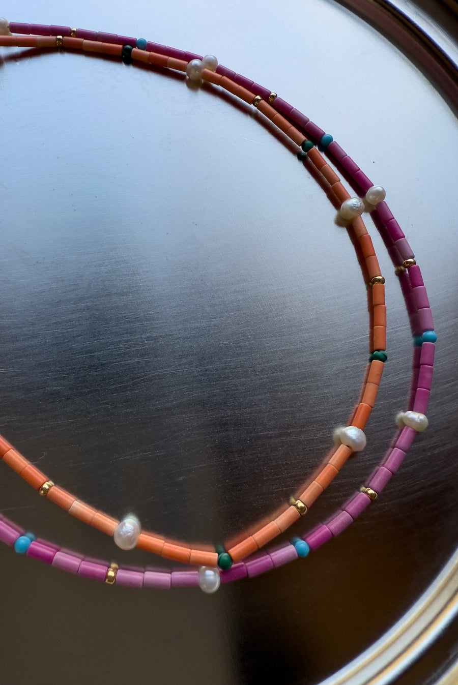 Pink Bead & Pearl Necklace