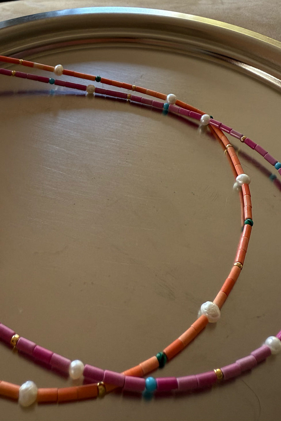 Pink Bead & Pearl Necklace