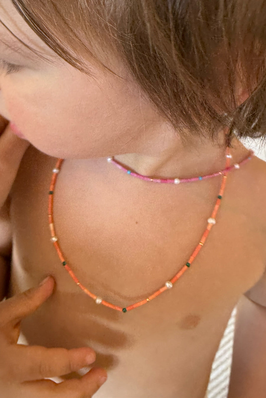 Pink Bead & Pearl Necklace