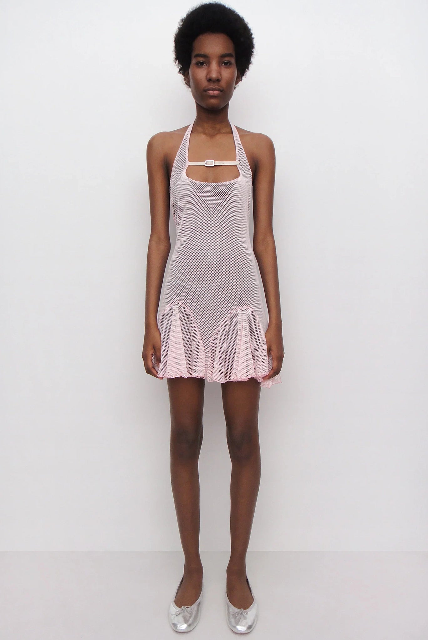 gimaguas pink dress Pink mini dress for women with silver floral studs Gimaguas