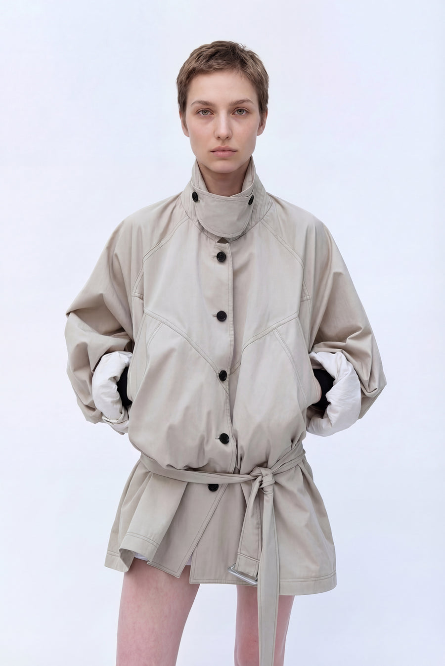 Raglan Mini Trench Jacket - Khaki