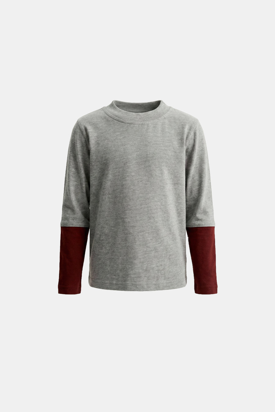 Kids - Contrast Long Sleeve T - Gray/Red