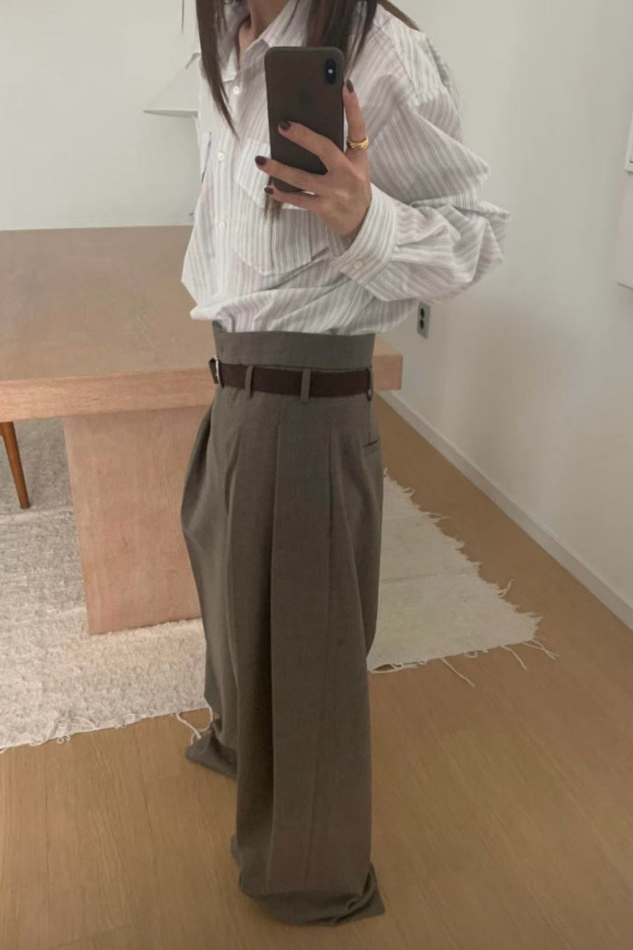 Wide Leg Pleated Trouser - Olive