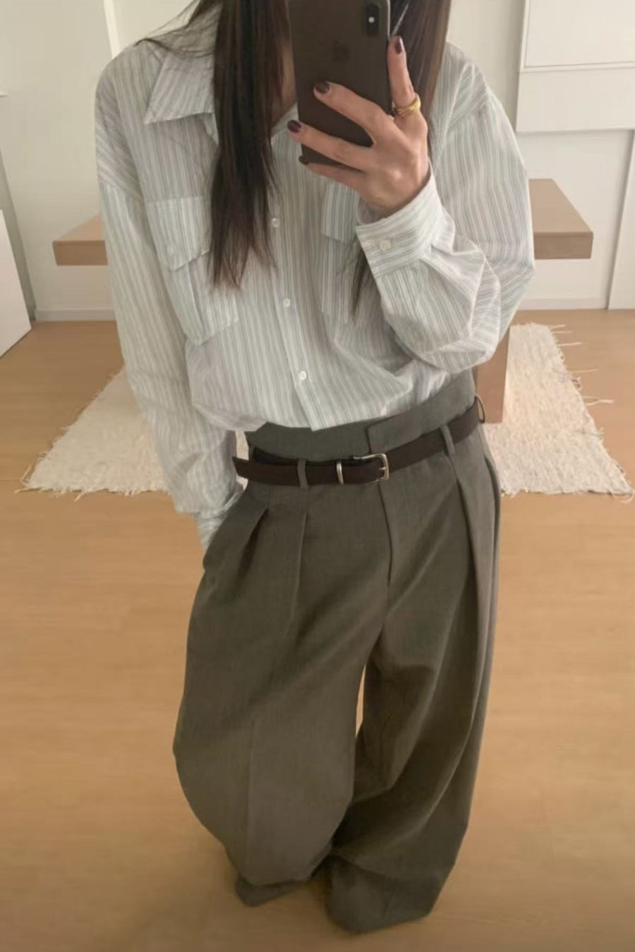 Wide Leg Pleated Trouser - Olive