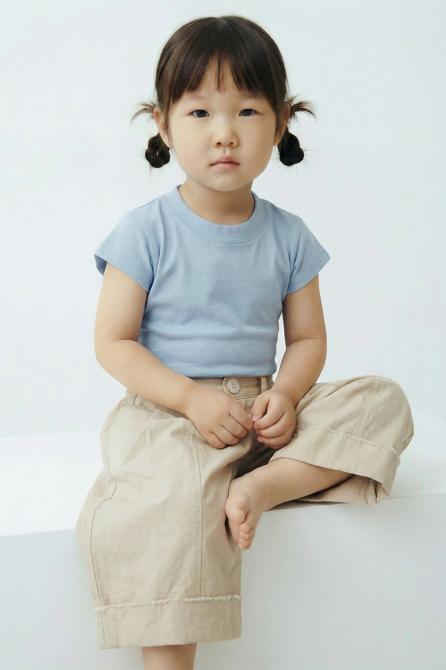 Kids - Cinched Cutout T - Baby Blue