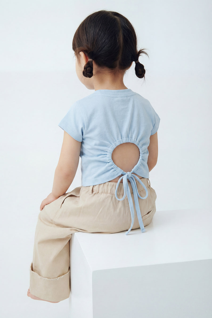 Kids - Cinched Cutout T - Baby Blue