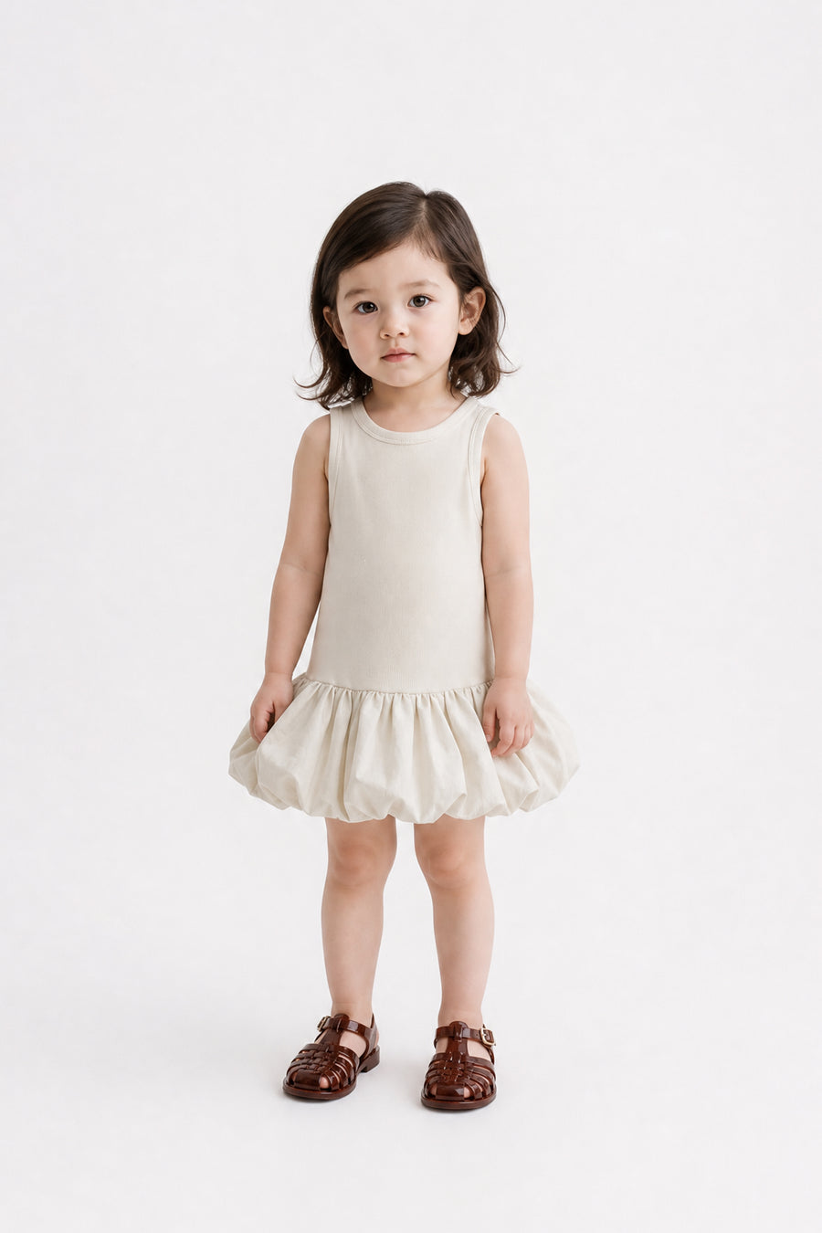 Kids - Knit Tank Puff-Skirt Balloon Dress