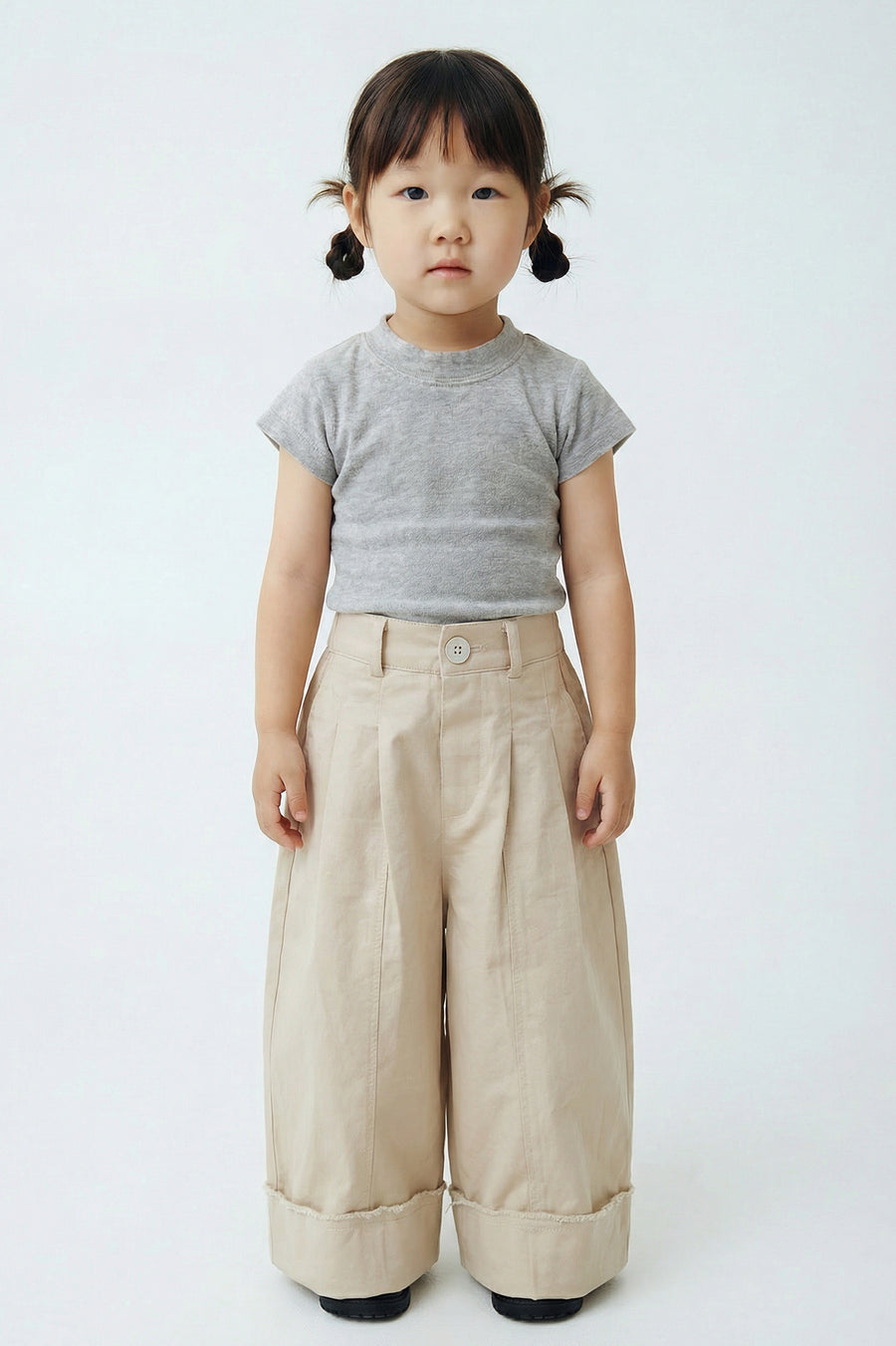 Kids - Wide Pleated Pant - Beige