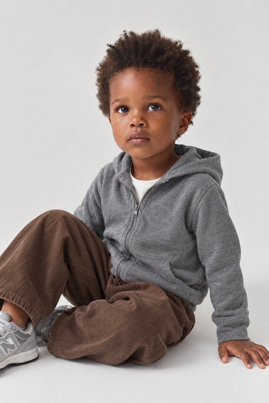 Kids - Hooded Half-Zip Knit Sweater – Grey