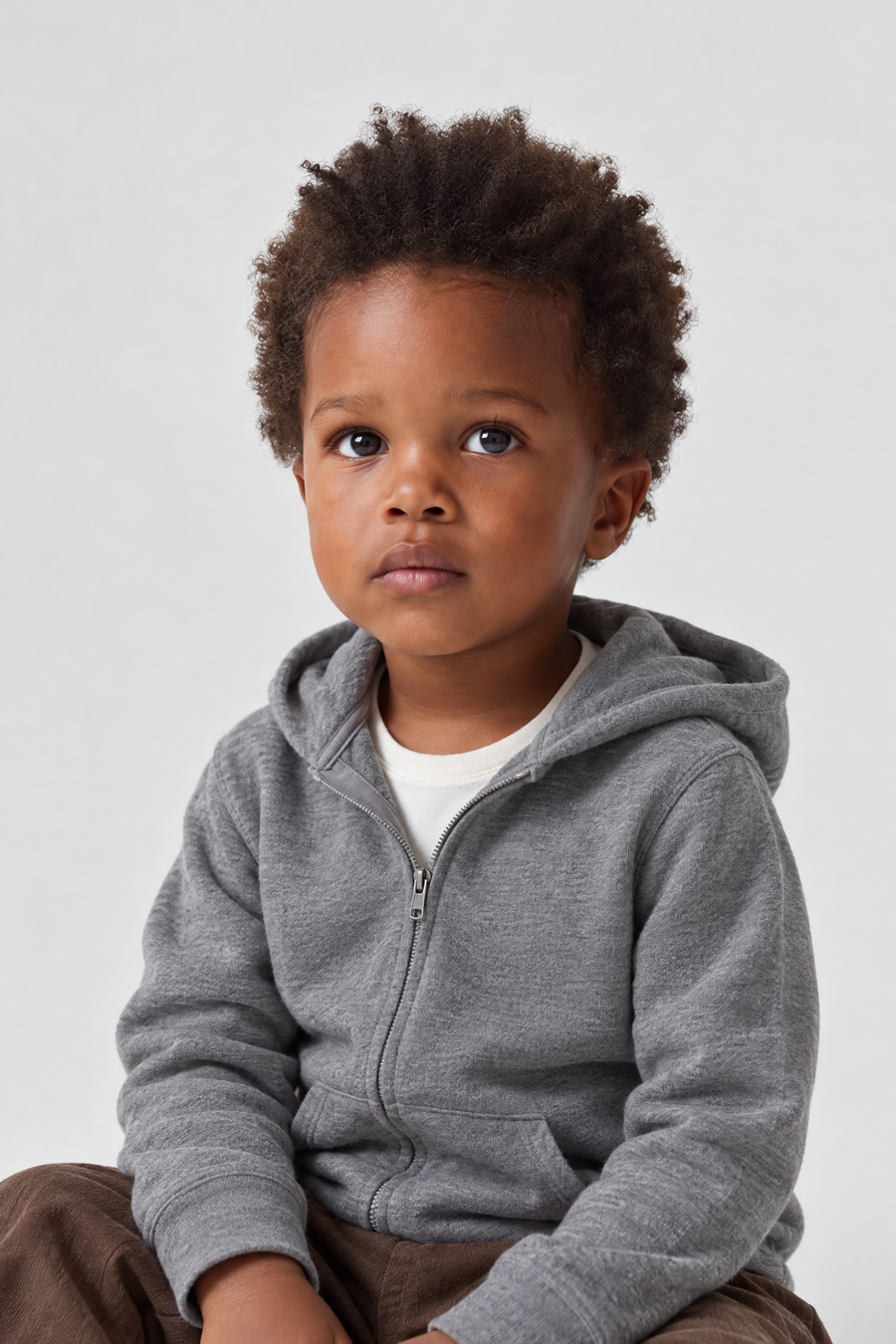 Kids - Hooded Half-Zip Knit Sweater – Grey