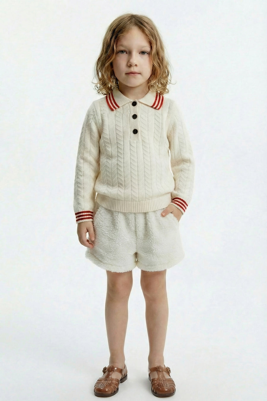 Kids - Knit Polo Sweater - Ivory