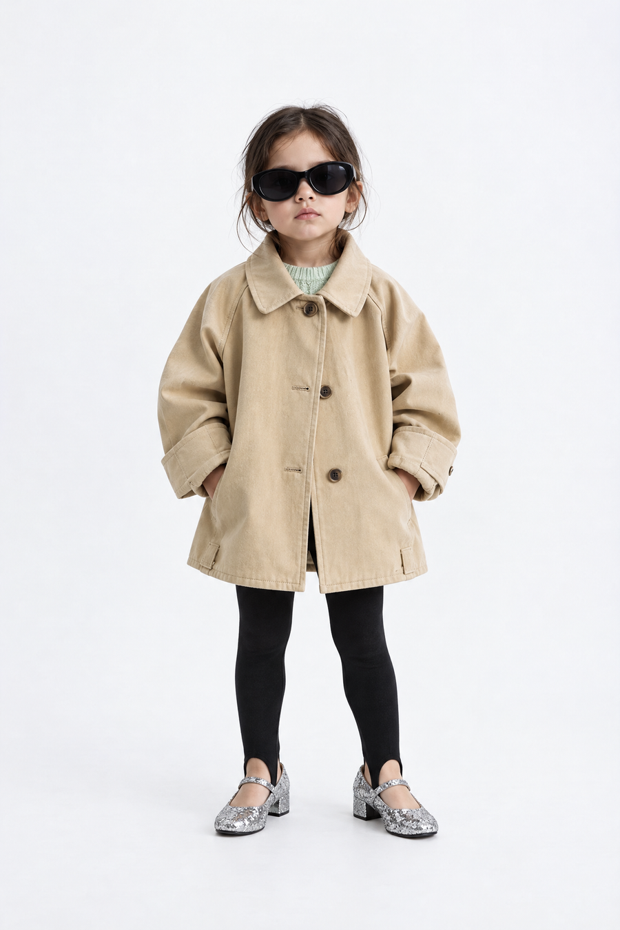 Kids - Mid-Length Trench Coat – Khaki