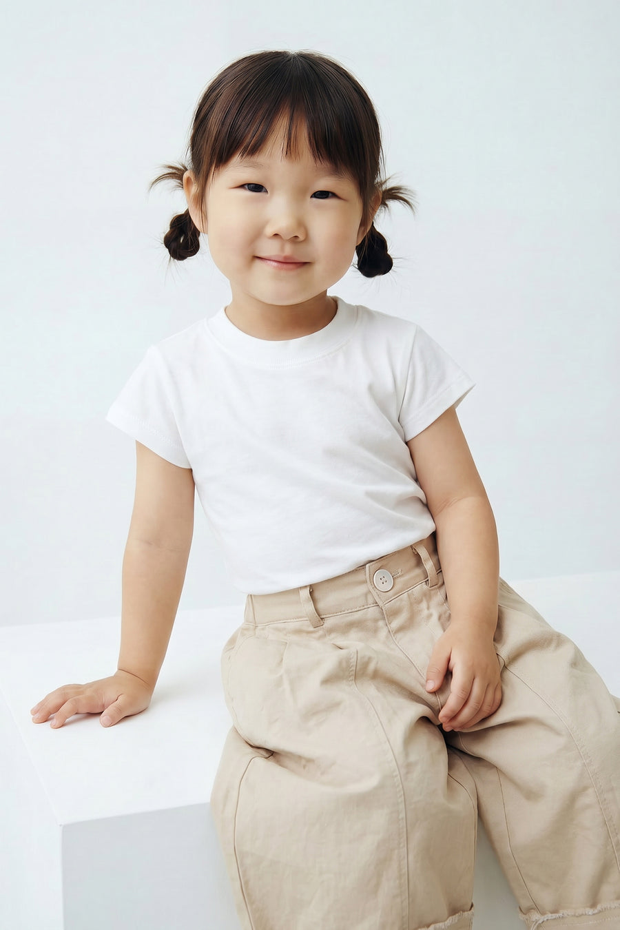 Kids - Cinched Cutout T - White