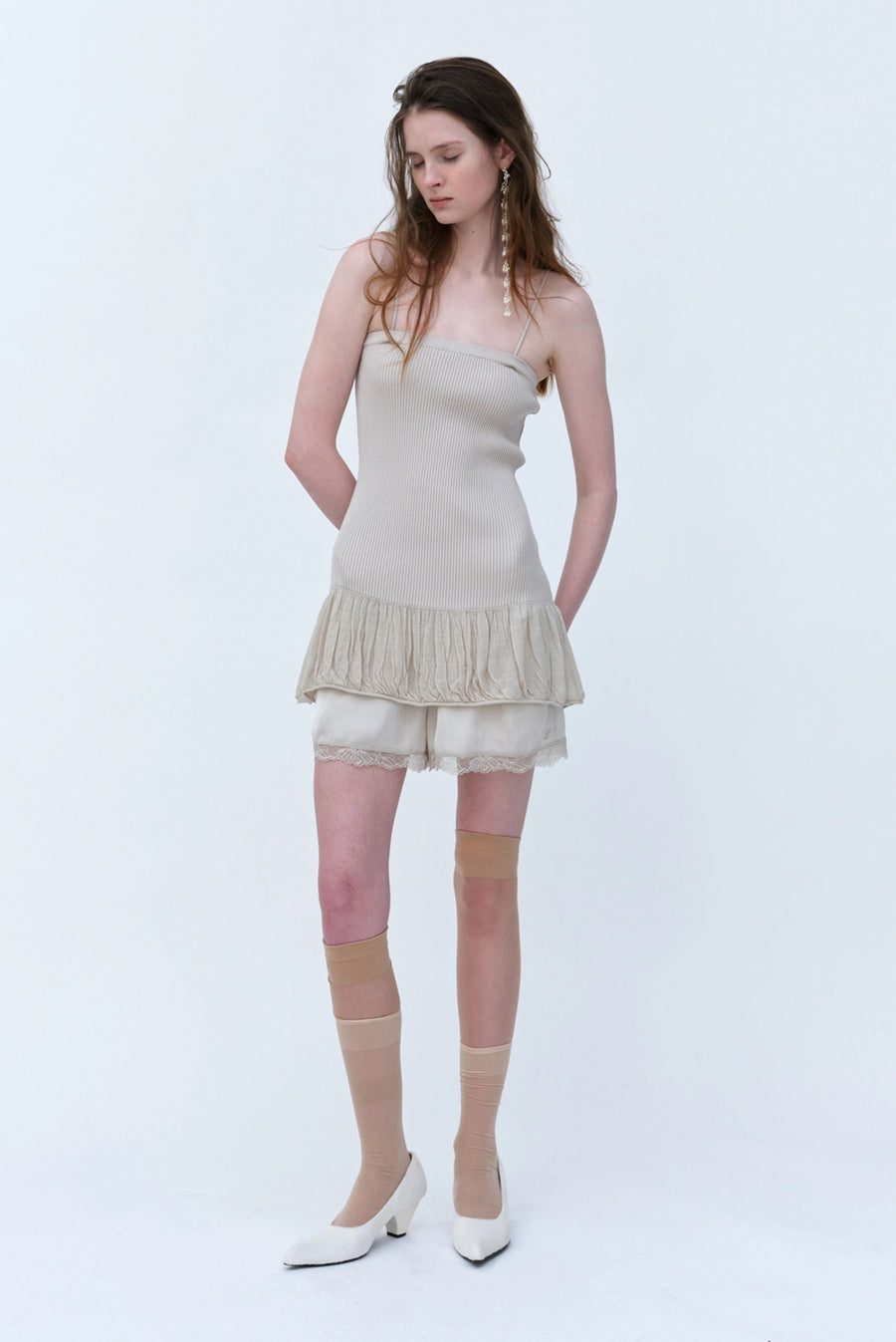 Lace Trim Short & Waist Scarf Set