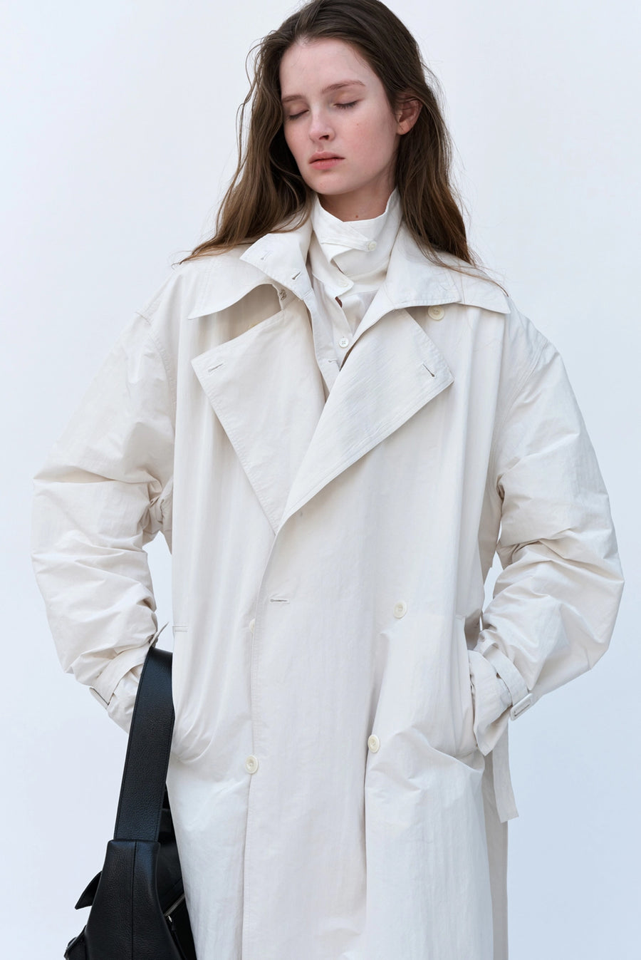 Lightweight Drop Shoulder Trench Coat - Off-White