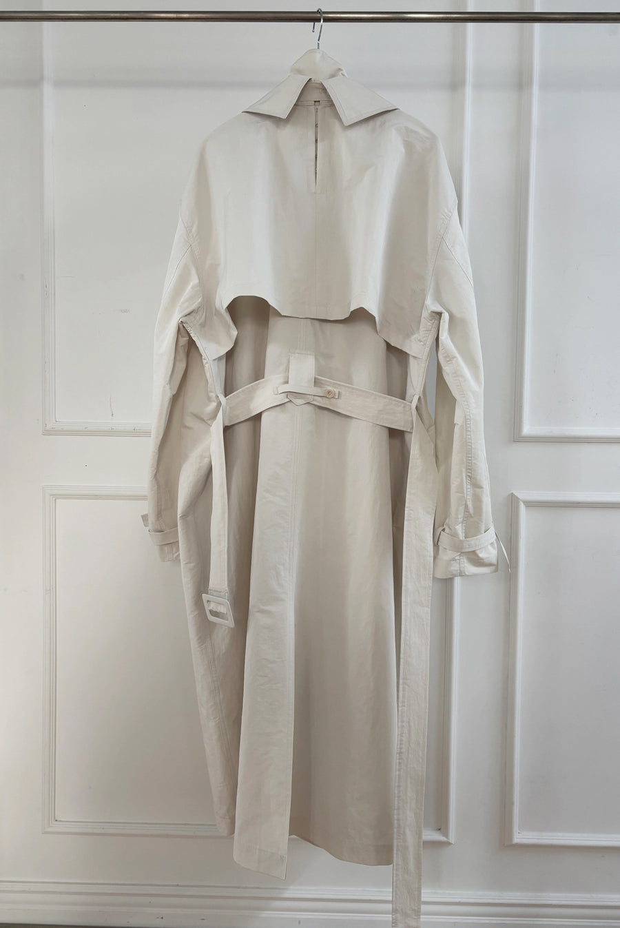 Lightweight Drop Shoulder Trench Coat - Off-White