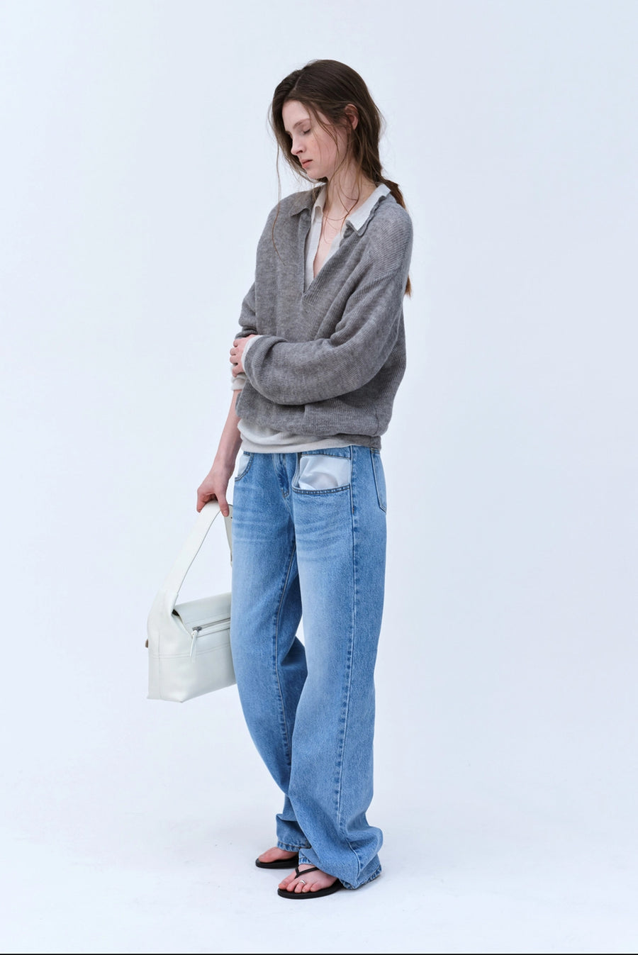 Mid-Rise Straight Jeans - Blue