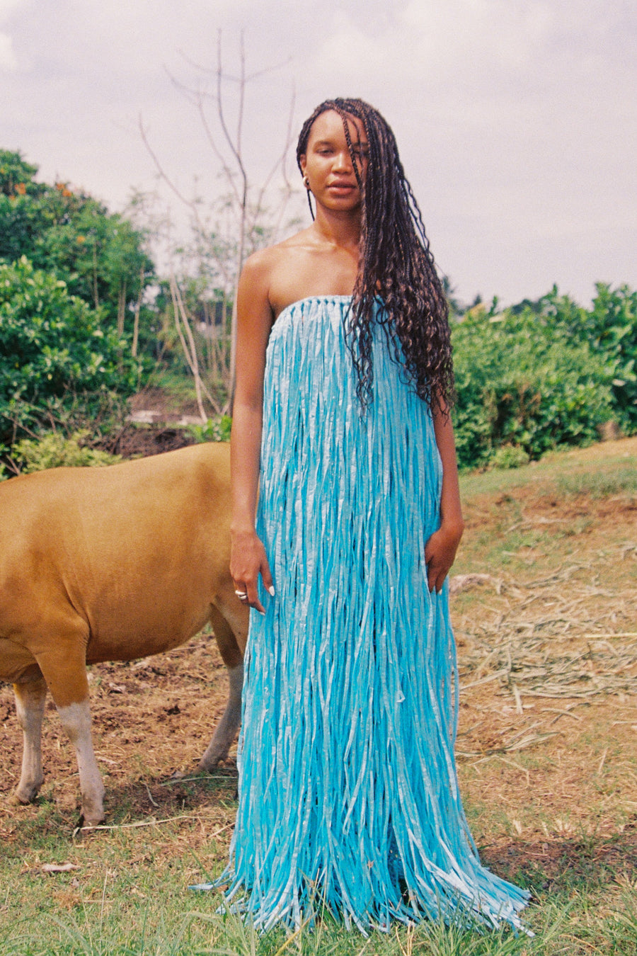 Nia Thomas - Raffia Gown - Caribbean Blue
