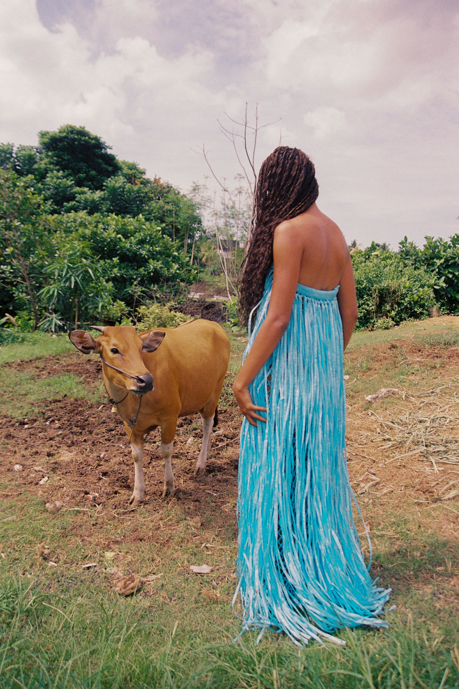 Nia Thomas - Raffia Gown - Caribbean Blue