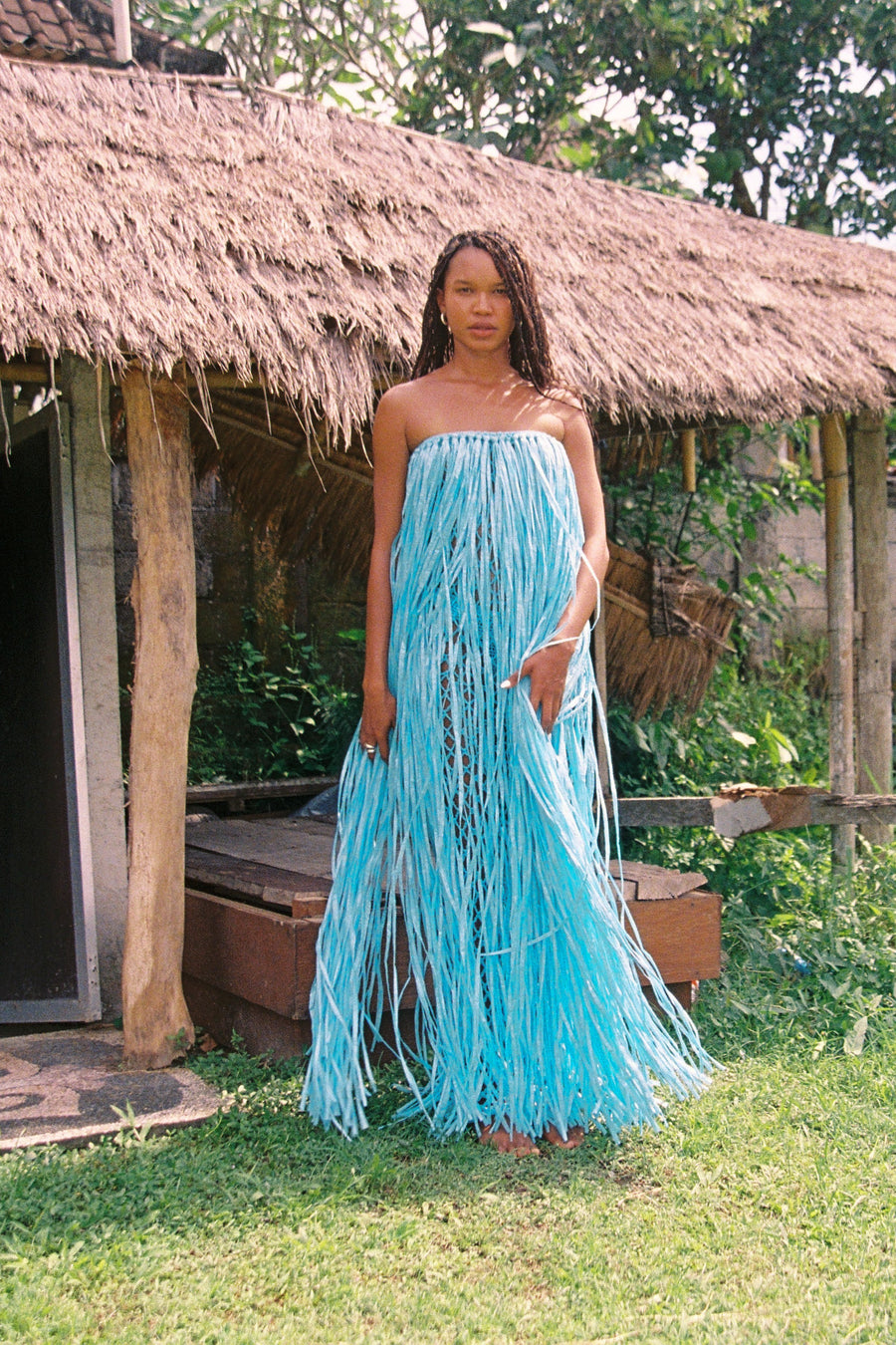 Nia Thomas - Raffia Gown - Caribbean Blue