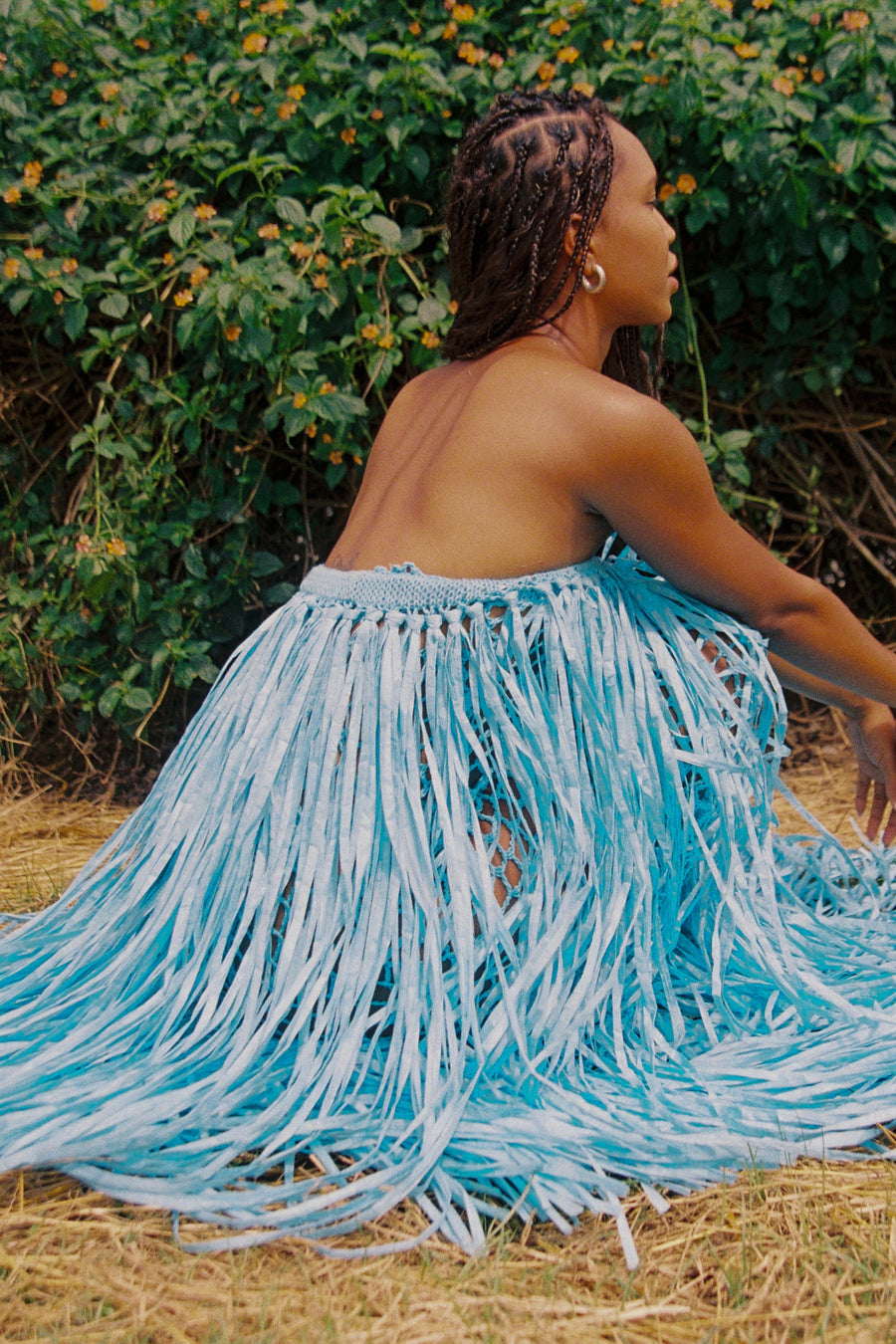Nia Thomas - Raffia Gown - Caribbean Blue