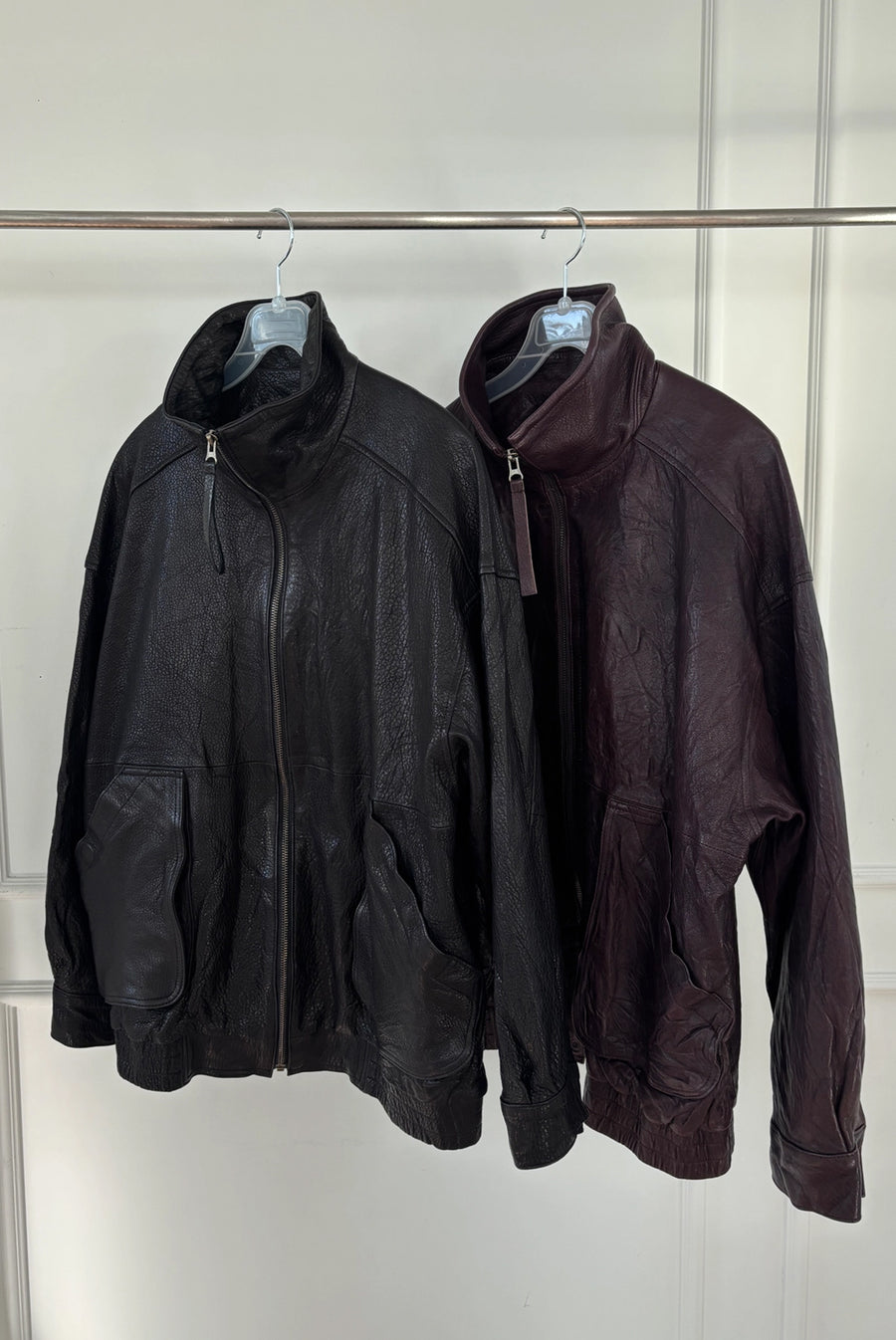 Lambskin Leather Wrinkle Jacket - Black